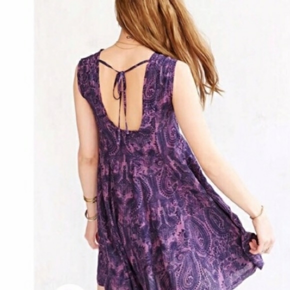 Ecote Small Purple Paisley Boho Soft Mini Dress - Picture 3 of 15